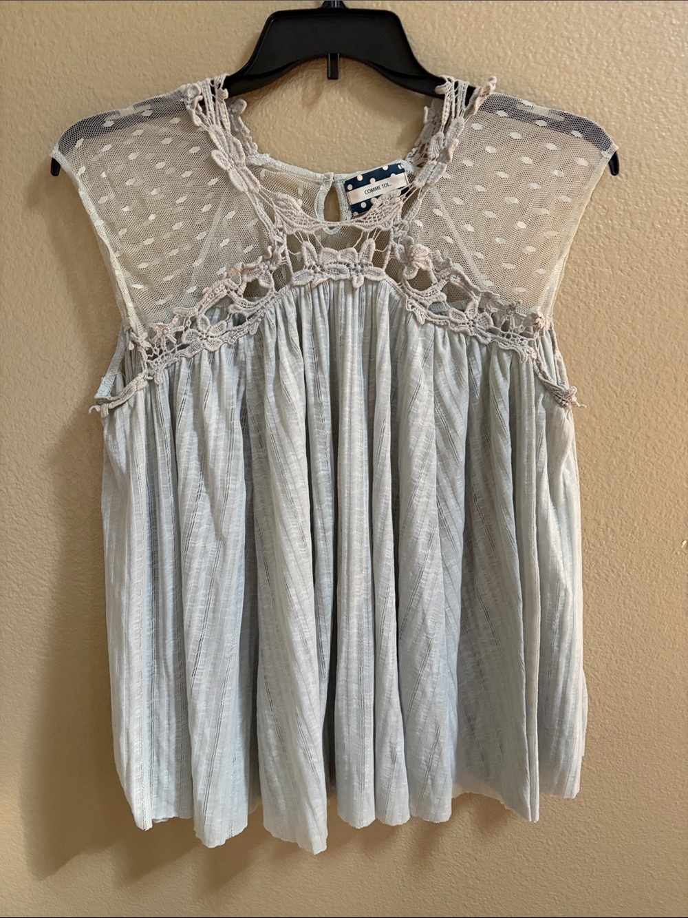 Light Gray Lace Yoke Camisole Top - Women's